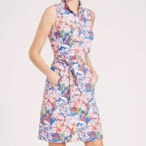 J. McLaughlin Hibiscus Floral Sleeveless Tropical Summer Beach Resort Dress